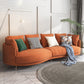 Scandinavian Faux Leather Modular Sofa with Pillowed Back Cushions Orange Left Clearhalo 'furn' 'furn_sectionals' 'Furniture' 'furniture_sectionals' 'Living Room Furniture' 'Sectionals' 4956110