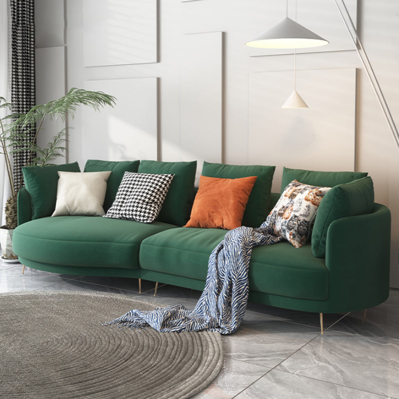 Scandinavian Faux Leather Modular Sofa with Pillowed Back Cushions Blackish Green Left Clearhalo 'furn' 'furn_sectionals' 'Furniture' 'furniture_sectionals' 'Living Room Furniture' 'Sectionals' 4956112