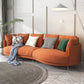 Scandinavian Faux Leather Modular Sofa with Pillowed Back Cushions Orange Right Clearhalo 'furn' 'furn_sectionals' 'Furniture' 'furniture_sectionals' 'Living Room Furniture' 'Sectionals' 4956114
