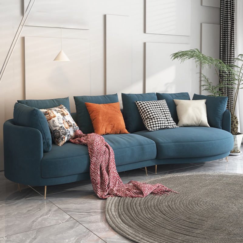 Scandinavian Faux Leather Modular Sofa with Pillowed Back Cushions Blue Right Clearhalo 'furn' 'furn_sectionals' 'Furniture' 'furniture_sectionals' 'Living Room Furniture' 'Sectionals' 4956116