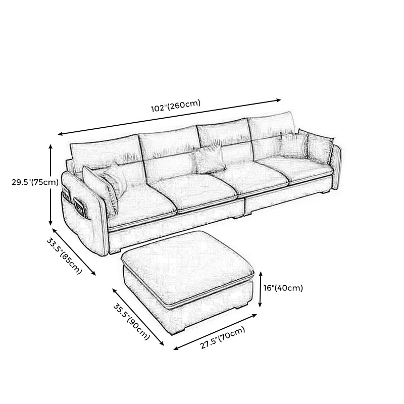 102.4" W √ó 102.4" D √ó 29.53" H Faux Leather Straight Arm Sectional with Stain-Resistant Clearhalo 'Furniture' 'furniture_sectionals' 'Living Room Furniture' 'Sectionals' 4956152