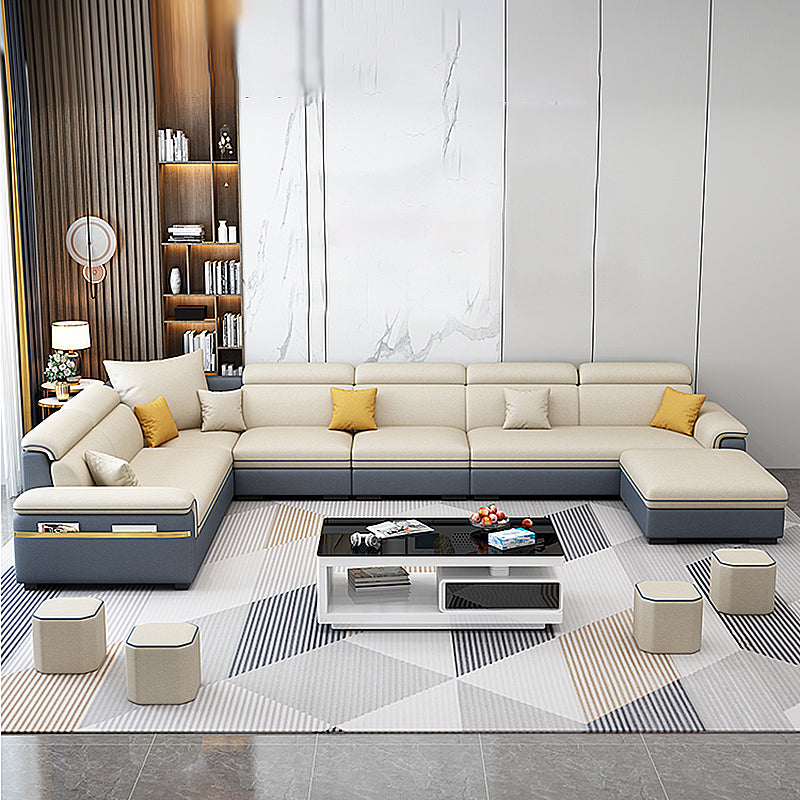 Fabric Pillow Top Arm Sectional Sofa 35.43"High Cushion Back Sofa with Storage 150"L x 98"W x 35"H Dark Gray-Yellow Clearhalo 'furn' 'furn_sectionals' 'Furniture' 'furniture_sectionals' 'Living Room Furniture' 'Sectionals' 4956153