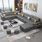Fabric Pillow Top Arm Sectional Sofa 35.43"High Cushion Back Sofa with Storage 150"L x 98"W x 35"H Dark Gray Clearhalo 'furn' 'furn_sectionals' 'Furniture' 'furniture_sectionals' 'Living Room Furniture' 'Sectionals' 4956160