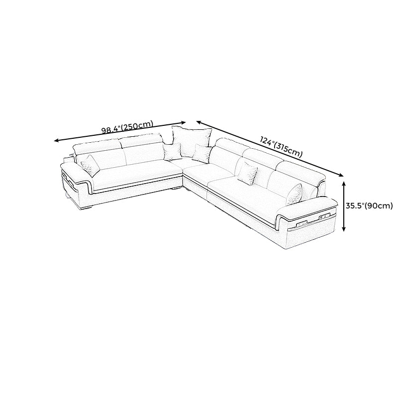 Fabric Pillow Top Arm Sectional Sofa 35.43"High Cushion Back Sofa with Storage Clearhalo 'furn' 'furn_sectionals' 'Furniture' 'furniture_sectionals' 'Living Room Furniture' 'Sectionals' 4956170