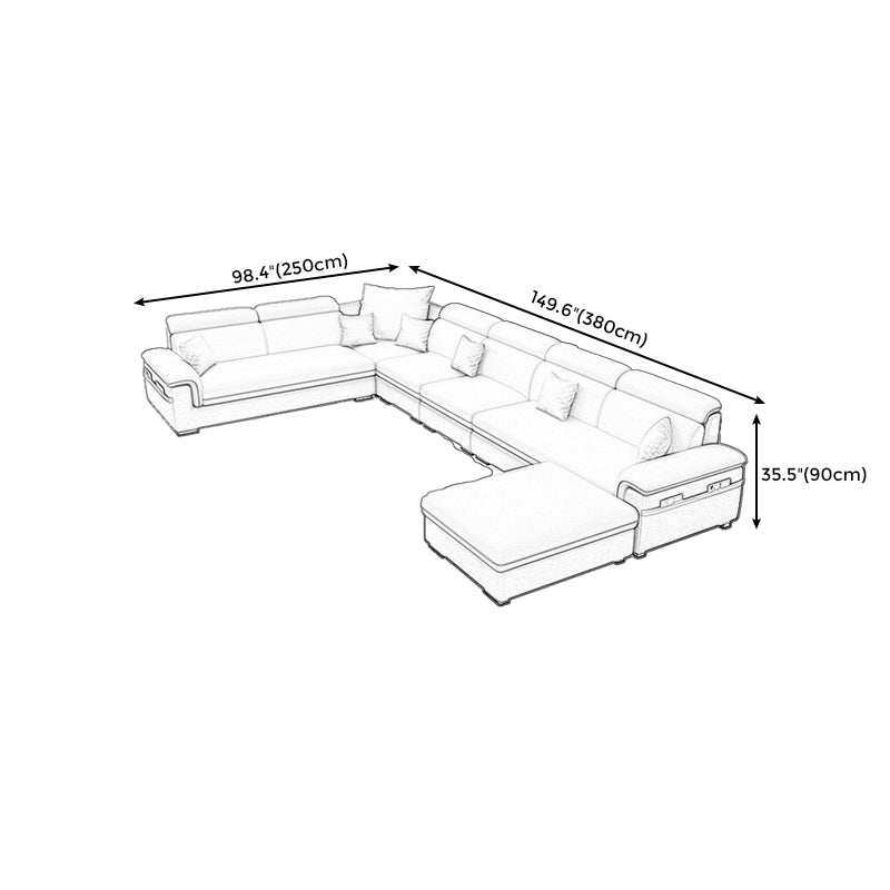 Fabric Pillow Top Arm Sectional Sofa 35.43"High Cushion Back Sofa with Storage Clearhalo 'furn' 'furn_sectionals' 'Furniture' 'furniture_sectionals' 'Living Room Furniture' 'Sectionals' 4956171