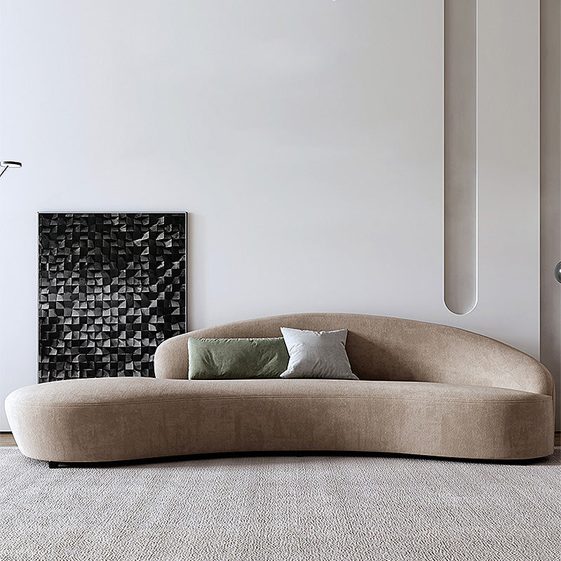 Velvet Armless Tight Back Curved Sectionals with Wear-Resistant for Living Room 86.6"L x 35.4"W x 29.5"H Light Coffee Clearhalo 'furn' 'furn_sectionals' 'Furniture' 'furniture_sectionals' 'Living Room Furniture' 'Sectionals' 4956175