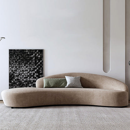 Velvet Armless Tight Back Curved Sectionals with Wear-Resistant for Living Room 86.6"L x 35.4"W x 29.5"H Light Coffee Clearhalo 'furn' 'furn_sectionals' 'Furniture' 'furniture_sectionals' 'Living Room Furniture' 'Sectionals' 4956175