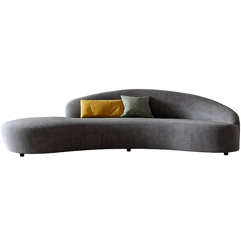 Velvet Armless Tight Back Curved Sectionals with Wear-Resistant for Living Room Dark Gray Clearhalo 'furn' 'furn_sectionals' 'Furniture' 'furniture_sectionals' 'Living Room Furniture' 'Sectionals' 4956176