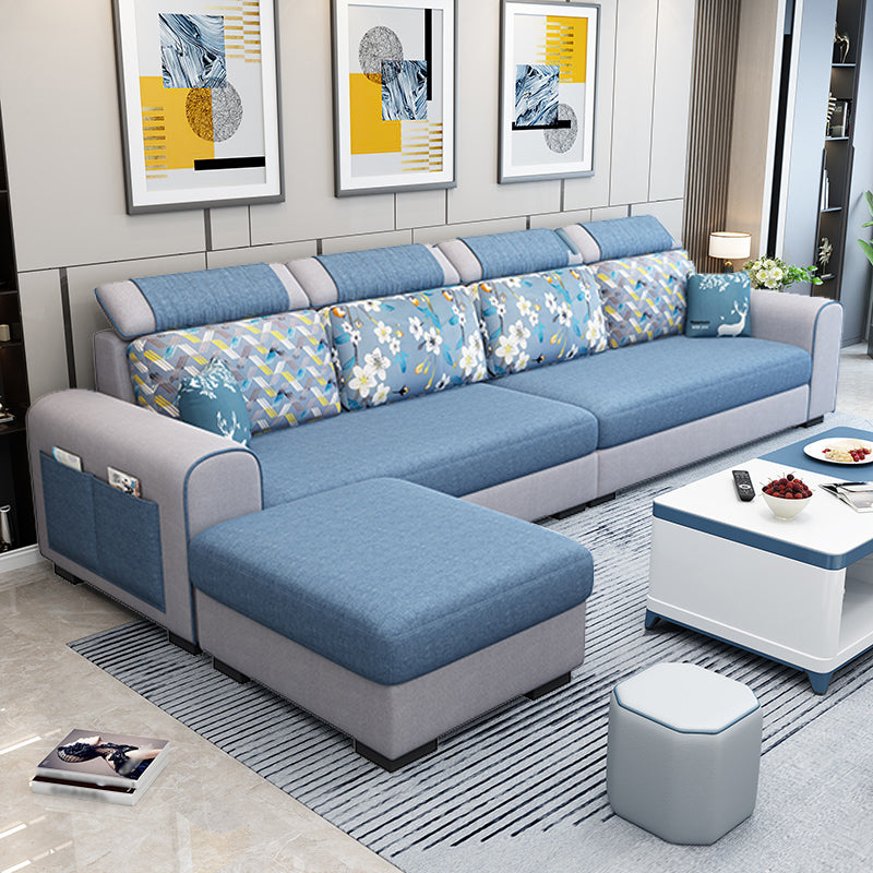 110.2"L √ó 66.93"D √ó 35.43"H Scandinavian High Back Sofa Removable Cushion Sectional Light Blue Linen Blend Clearhalo 'furn' 'furn_sectionals' 'Furniture' 'furniture_sectionals' 'Living Room Furniture' 'Sectionals' 4956184