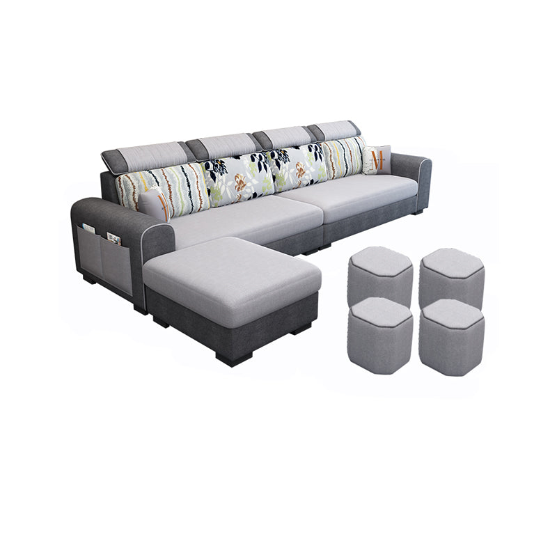 110.2"L √ó 66.93"D √ó 35.43"H Scandinavian High Back Sofa Removable Cushion Sectional Light Gray Linen Blend Clearhalo 'furn' 'furn_sectionals' 'Furniture' 'furniture_sectionals' 'Living Room Furniture' 'Sectionals' 4956186