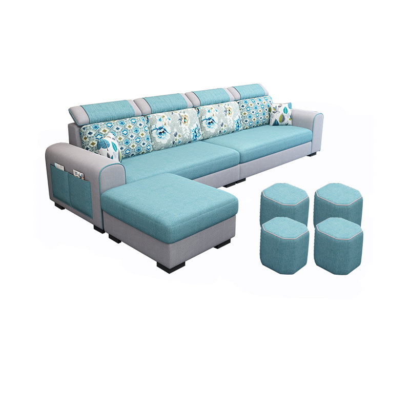 110.2"L √ó 66.93"D √ó 35.43"H Scandinavian High Back Sofa Removable Cushion Sectional Sky Blue Linen Blend Clearhalo 'furn' 'furn_sectionals' 'Furniture' 'furniture_sectionals' 'Living Room Furniture' 'Sectionals' 4956192