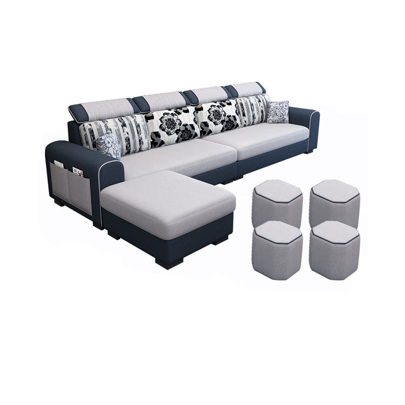 110.2"L √ó 66.93"D √ó 35.43"H Scandinavian High Back Sofa Removable Cushion Sectional Blue-Gray Linen Blend Clearhalo 'furn' 'furn_sectionals' 'Furniture' 'furniture_sectionals' 'Living Room Furniture' 'Sectionals' 4956199