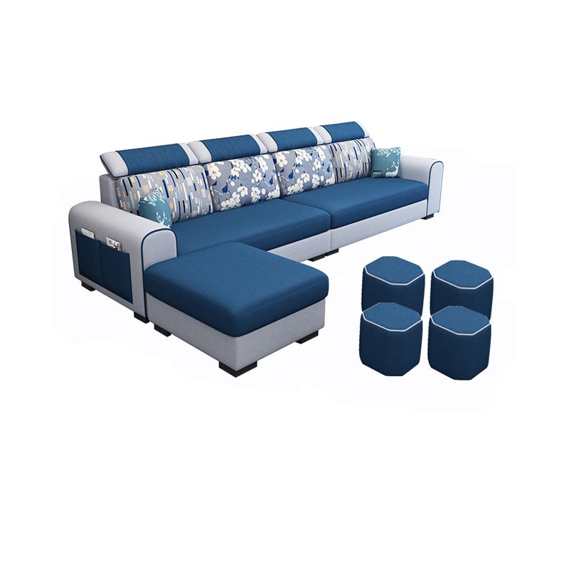 110.2"L √ó 66.93"D √ó 35.43"H Scandinavian High Back Sofa Removable Cushion Sectional Dark Blue Linen Blend Clearhalo 'furn' 'furn_sectionals' 'Furniture' 'furniture_sectionals' 'Living Room Furniture' 'Sectionals' 4956200