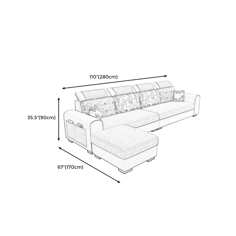 110.2"L √ó 66.93"D √ó 35.43"H Scandinavian High Back Sofa Removable Cushion Sectional Clearhalo 'furn' 'furn_sectionals' 'Furniture' 'furniture_sectionals' 'Living Room Furniture' 'Sectionals' 4956203