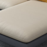 126.0"W √ó 59.06"D √ó 35.83"H Faux Leather Recessed Arm Sectional with Slipcovered Clearhalo 'furn' 'furn_sectionals' 'Furniture' 'furniture_sectionals' 'Living Room Furniture' 'Sectionals' 4956210