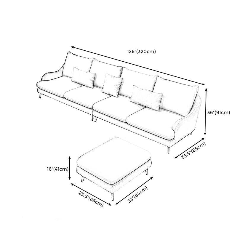 126.0"W √ó 59.06"D √ó 35.83"H Faux Leather Recessed Arm Sectional with Slipcovered Clearhalo 'furn' 'furn_sectionals' 'Furniture' 'furniture_sectionals' 'Living Room Furniture' 'Sectionals' 4956211