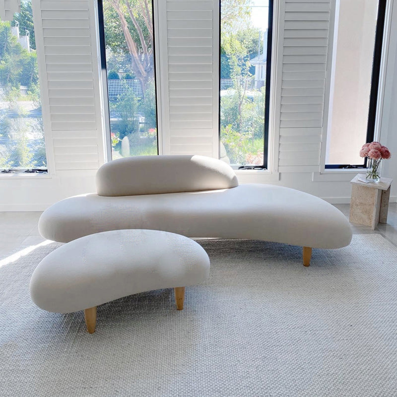 Fabric Tight Back Sectional Sofa 27.56"High Armless Sofa,White 28''H x 79''L x 39''W With Ottoman Clearhalo 'Furniture' 'furniture_sectionals' 'Living Room Furniture' 'Sectionals' 4956212