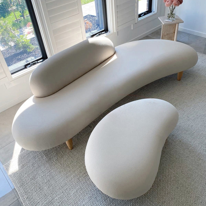 Fabric Tight Back Sectional Sofa 27.56"High Armless Sofa,White 27.5"H x 71"L x 39.5"W With Ottoman Clearhalo 'Furniture' 'furniture_sectionals' 'Living Room Furniture' 'Sectionals' 4956215