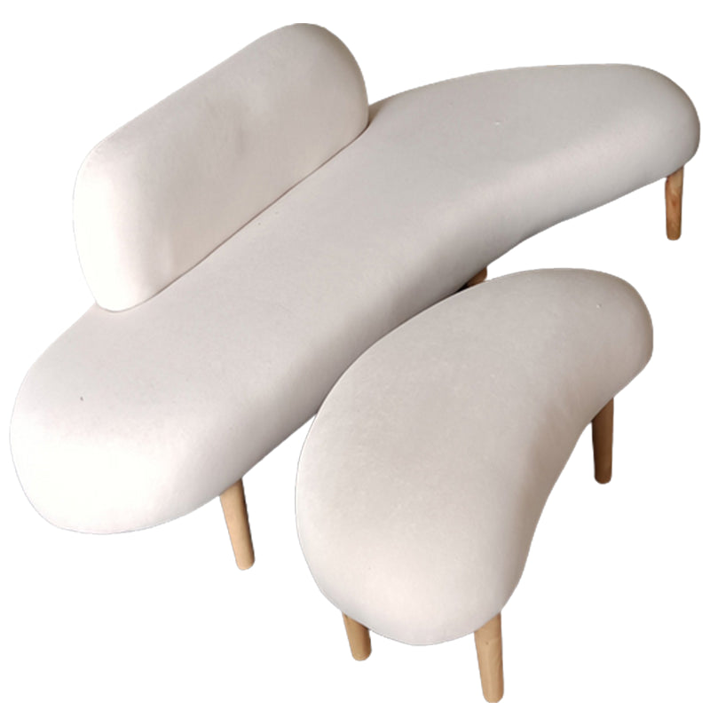 Fabric Tight Back Sectional Sofa 27.56"High Armless Sofa,White 27.5"H x 94.5"L x 39.5"W With Ottoman Clearhalo 'Furniture' 'furniture_sectionals' 'Living Room Furniture' 'Sectionals' 4956218