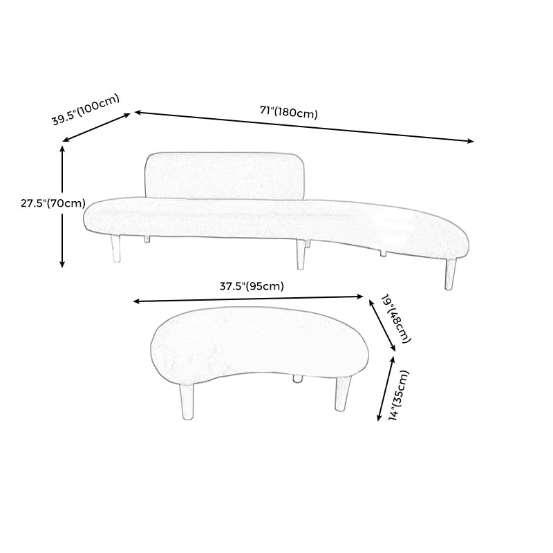 Fabric Tight Back Sectional Sofa 27.56"High Armless Sofa,White Clearhalo 'Furniture' 'furniture_sectionals' 'Living Room Furniture' 'Sectionals' 4956222