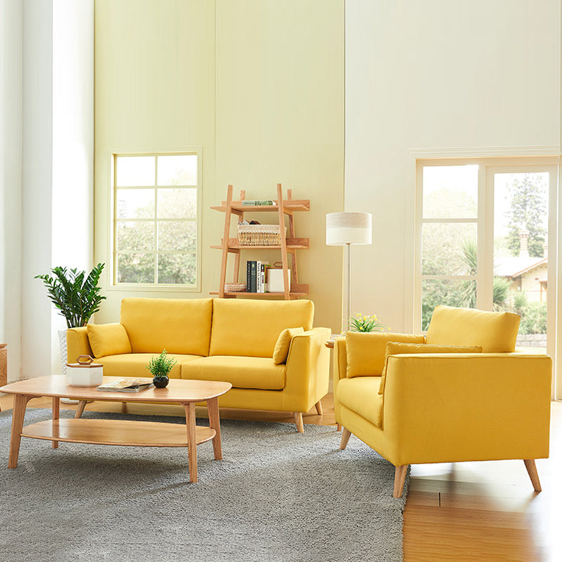 Linen Modern Standard Sofa Loose Back 33"W Square Arm Sofa Sofa Clearhalo 'furn' 'furn_sofas' 'Furniture' 'furniture_sofas' 'Living Room Furniture' 'Sofa' 'sofas' 4956289