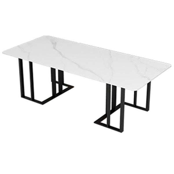 Sintered Stone Rectangular Meeting Table Office Industrial Writing Desk White-Black Clearhalo 'furn' 'furn_office_desk' 'Furniture' 'furniture_office_desk' 'Office Desks' 'Office Furniture' 'office_desk' 4960467