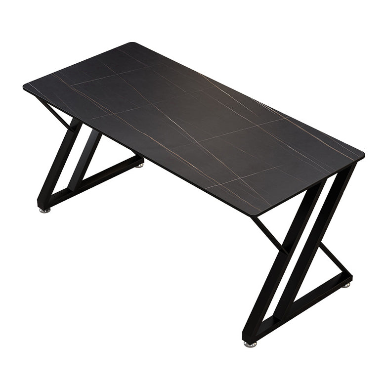 Contemporary Rectangular Writing Desk Stone Sled Base Office Desk Black Clearhalo 'furn' 'furn_office_desk' 'Furniture' 'furniture_office_desk' 'Office Desks' 'Office Furniture' 'office_desk' 4960491