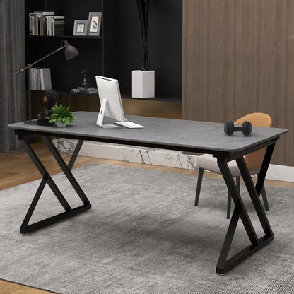 Contemporary Rectangular Writing Desk Stone Sled Base Office Desk Grey Clearhalo 'furn' 'furn_office_desk' 'Furniture' 'furniture_office_desk' 'Office Desks' 'Office Furniture' 'office_desk' 4960497