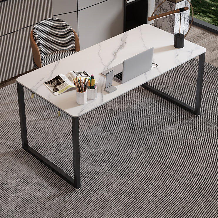 Sintered Stone Rectangular Meeting Table Home Office Industrial Writing Desk 70.9"L x 35.4"W x 29.5"H White Clearhalo 'furn' 'furn_office_desk' 'Furniture' 'furniture_office_desk' 'Office Desks' 'Office Furniture' 'office_desk' 4960510