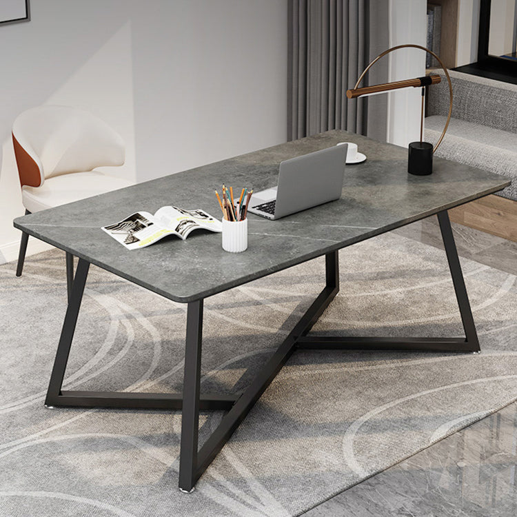 Sintered Stone Rectangular Work Table Home Office Modern Writing Desk 51.2"L x 27.6"W x 29.5"H Grey Clearhalo 'furn' 'furn_office_desk' 'Furniture' 'furniture_office_desk' 'Office Desks' 'Office Furniture' 'office_desk' 4960543