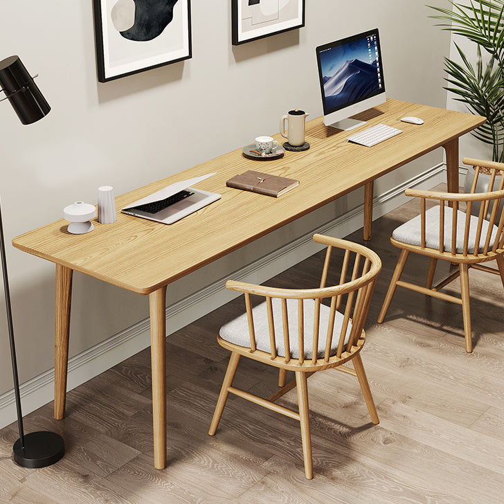 Modern Style Home Writing Desk Curved Solid Wood Office Desk 55"L x 20"W x 30"H Clearhalo 'furn' 'furn_office_desk' 'Furniture' 'furniture_office_desk' 'Office Desks' 'Office Furniture' 'office_desk' 4960588