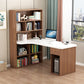 Contemporary Style Computer Desk Bedroom Writing Desk with Bookshelf Brown Clearhalo 'furn' 'furn_office_desk' 'Furniture' 'furniture_office_desk' 'Office Desks' 'Office Furniture' 'office_desk' 4960734