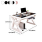 Modern Toughened Glass Computer Desk Rectangular Desk with Keyboard Tray Clearhalo 'furn' 'furn_office_desk' 'Furniture' 'furniture_office_desk' 'Office Desks' 'Office Furniture' 'office_desk' 4960782