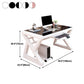 Modern Toughened Glass Computer Desk Rectangular Desk with Keyboard Tray Clearhalo 'furn' 'furn_office_desk' 'Furniture' 'furniture_office_desk' 'Office Desks' 'Office Furniture' 'office_desk' 4960783