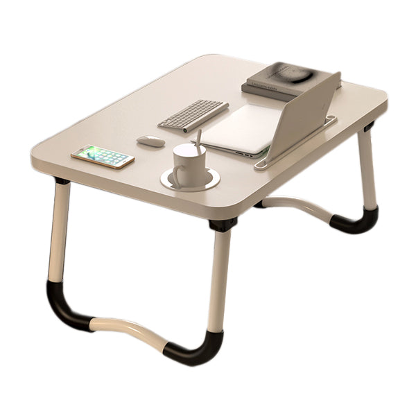 Modern Curved Writing Desk Folding Manufactured Wood Desk with Sled Base 24"L x 16"W x 11"H White Clearhalo 'furn' 'furn_office_desk' 'Furniture' 'furniture_office_desk' 'Office Desks' 'Office Furniture' 'office_desk' 4960794