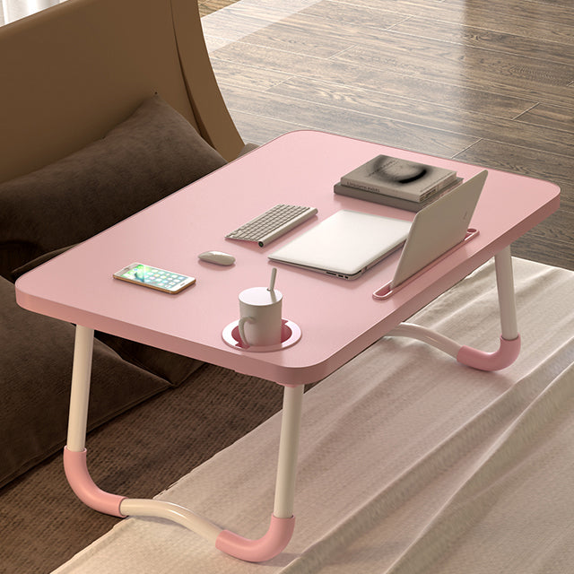 Modern Curved Writing Desk Folding Manufactured Wood Desk with Sled Base 28"L x 16"W x 11"H Pink Clearhalo 'furn' 'furn_office_desk' 'Furniture' 'furniture_office_desk' 'Office Desks' 'Office Furniture' 'office_desk' 4960795