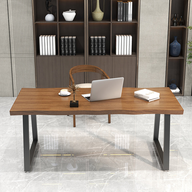 Contemporary Style Office Desk Solid Wood Brown Meeting Writing Desk Clearhalo 'furn' 'furn_office_desk' 'Furniture' 'furniture_office_desk' 'Office Desks' 'Office Furniture' 'office_desk' 4960802