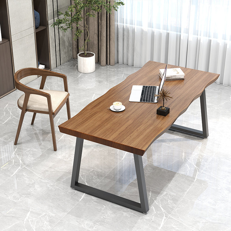 Contemporary Style Office Desk Solid Wood Brown Meeting Writing Desk Clearhalo 'furn' 'furn_office_desk' 'Furniture' 'furniture_office_desk' 'Office Desks' 'Office Furniture' 'office_desk' 4960803