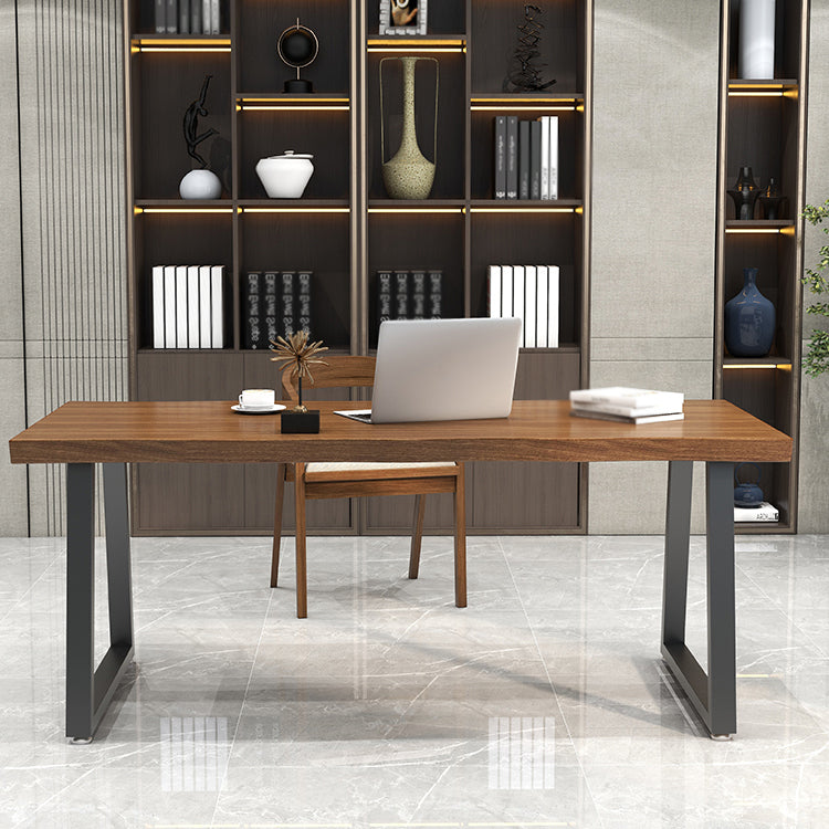 Contemporary Style Office Desk Solid Wood Brown Meeting Writing Desk Clearhalo 'furn' 'furn_office_desk' 'Furniture' 'furniture_office_desk' 'Office Desks' 'Office Furniture' 'office_desk' 4960813