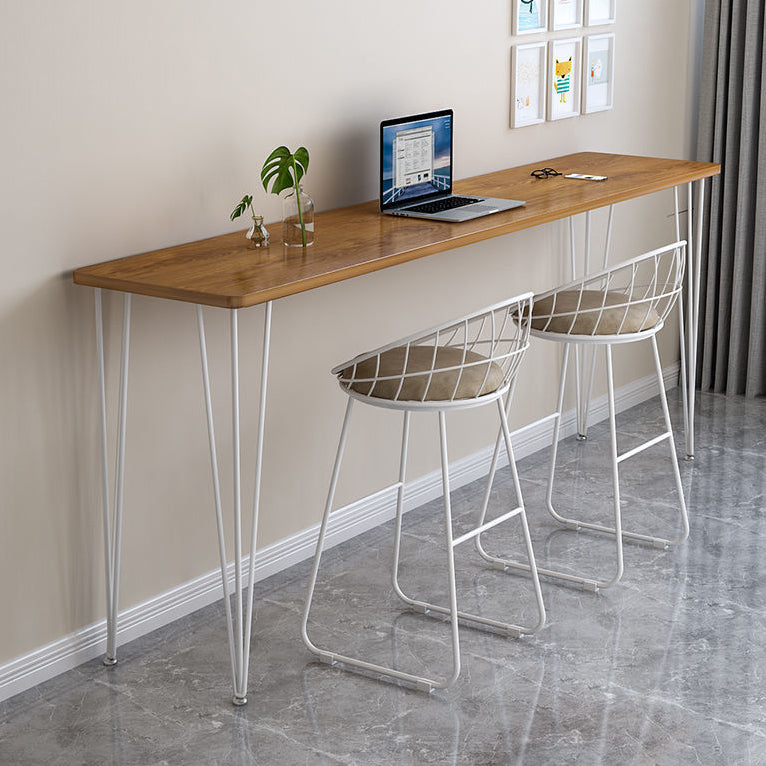 Industrial Style Rectangle Wood Top Counter Table 42-inch Height Bar Table White Brown Clearhalo 'Bar Furniture' 'Bar Tables' 'bar_tables' 'furn' 'furn_bar_tables' 'Furniture' 'furniture_bar_tables' 'Kitchen & Dining Furniture' 4960828