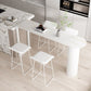 Stone Bar Dining Table Modern Bar Table with Double Pedestal Base for Kitchen Dining Room 70.9"L x 19.7"W x 41.3"H White Without Chairs Clearhalo 'Bar Furniture' 'Bar Tables' 'bar_tables' 'furn' 'furn_bar_tables' 'Furniture' 'furniture_bar_tables' 'Kitchen & Dining Furniture' 4960849