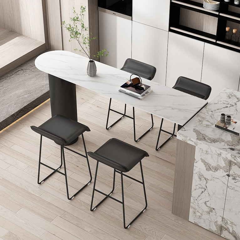 Stone Bar Dining Table Modern Bar Table with Double Pedestal Base for Kitchen Dining Room Black White Without Chairs Clearhalo 'Bar Furniture' 'Bar Tables' 'bar_tables' 'furn' 'furn_bar_tables' 'Furniture' 'furniture_bar_tables' 'Kitchen & Dining Furniture' 4960858