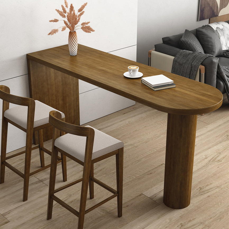 Pine Wood Bar Dining Table Modern Bar Table with Double Pedestal for Dining Room 78.7"L x 17.7"W x 41.3"H Without Chairs Clearhalo 'Bar Furniture' 'Bar Tables' 'bar_tables' 'furn' 'furn_bar_tables' 'Furniture' 'furniture_bar_tables' 'Kitchen & Dining Furniture' 4960865