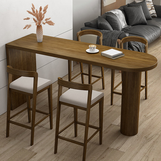 Pine Wood Bar Dining Table Modern Bar Table with Double Pedestal for Dining Room 70.9"L x 17.7"W x 41.3"H Without Chairs Clearhalo 'Bar Furniture' 'Bar Tables' 'bar_tables' 'furn' 'furn_bar_tables' 'Furniture' 'furniture_bar_tables' 'Kitchen & Dining Furniture' 4960866