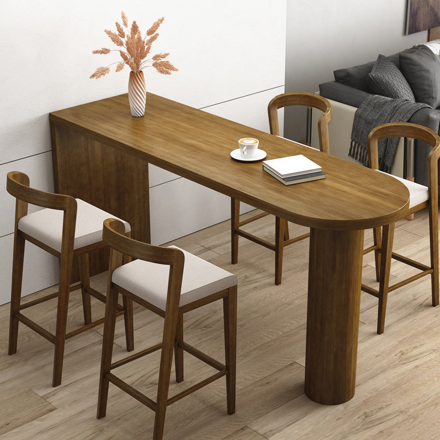 Pine Wood Bar Dining Table Modern Bar Table with Double Pedestal for Dining Room 63"L x 17.7"W x 41.3"H Without Chairs Clearhalo 'Bar Furniture' 'Bar Tables' 'bar_tables' 'furn' 'furn_bar_tables' 'Furniture' 'furniture_bar_tables' 'Kitchen & Dining Furniture' 4960867