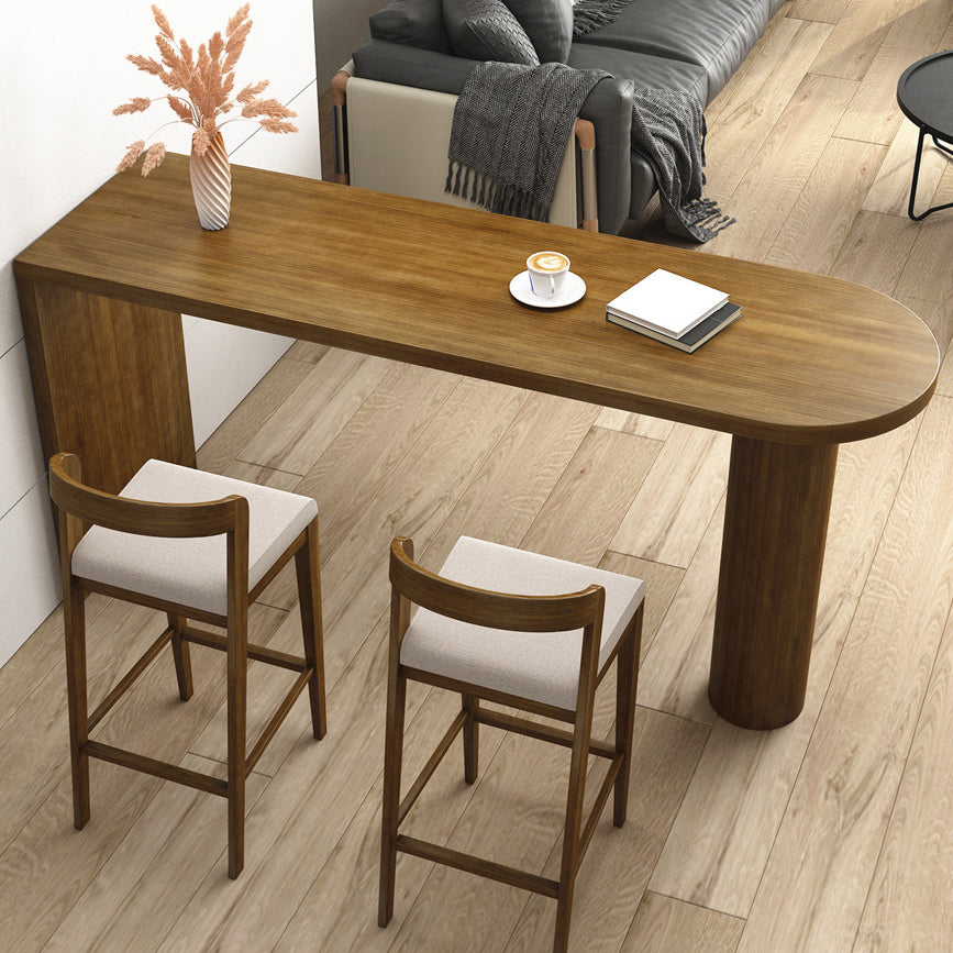 Pine Wood Bar Dining Table Modern Bar Table with Double Pedestal for Dining Room 39.4"L x 17.7"W x 41.3"H Without Chairs Clearhalo 'Bar Furniture' 'Bar Tables' 'bar_tables' 'furn' 'furn_bar_tables' 'Furniture' 'furniture_bar_tables' 'Kitchen & Dining Furniture' 4960868