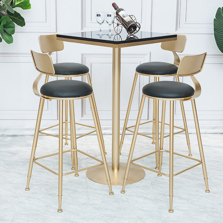Stone Bar Dining Table Glam Round /Square Bar Table with Pedestal for Dining Room Clearhalo 'Bar Furniture' 'Bar Tables' 'bar_tables' 'furn' 'furn_bar_tables' 'Furniture' 'furniture_bar_tables' 'Kitchen & Dining Furniture' 4960884