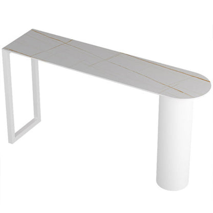 Stone Bar Dining Table Modern Bar Table with Double Pedestal Base for Dining Room Kitchen White Without Chairs Clearhalo 'Bar Furniture' 'Bar Tables' 'bar_tables' 'furn' 'furn_bar_tables' 'Furniture' 'furniture_bar_tables' 'Kitchen & Dining Furniture' 4960906