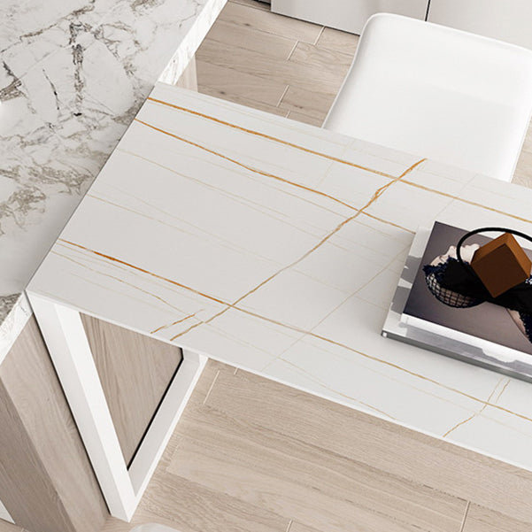 Stone Bar Dining Table Modern Bar Table with Double Pedestal Base for Dining Room Kitchen Clearhalo 'Bar Furniture' 'Bar Tables' 'bar_tables' 'furn' 'furn_bar_tables' 'Furniture' 'furniture_bar_tables' 'Kitchen & Dining Furniture' 4960909