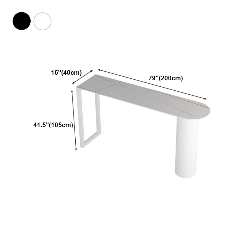 Stone Bar Dining Table Modern Bar Table with Double Pedestal Base for Dining Room Kitchen Clearhalo 'Bar Furniture' 'Bar Tables' 'bar_tables' 'furn' 'furn_bar_tables' 'Furniture' 'furniture_bar_tables' 'Kitchen & Dining Furniture' 4960915